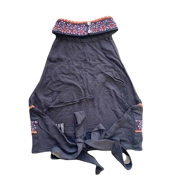 Free People Goa Embroidered Crop Top Beaded Embellished Tank Open Back Sz Medium - Picture 5 of 7